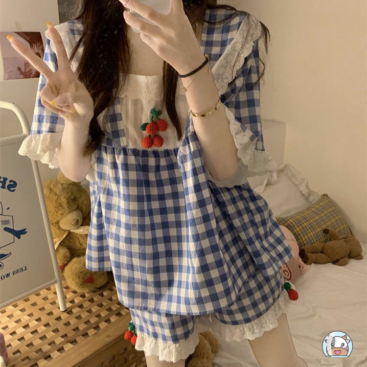 Set Đồ Ngủ Ngắn Phối Ren Quyến Rũ Cho Nữ