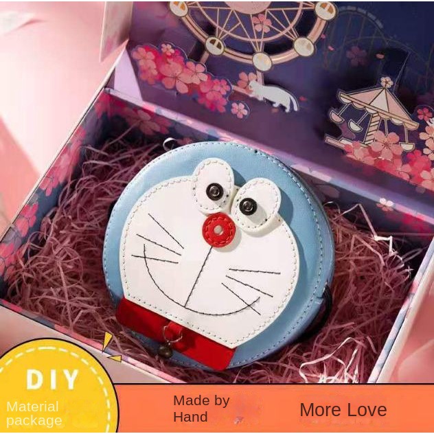 Nguyên liệu làm túi tròn đeo chéo/ một bên vai phong cách hoạt hình Doraemon thủ công DIY