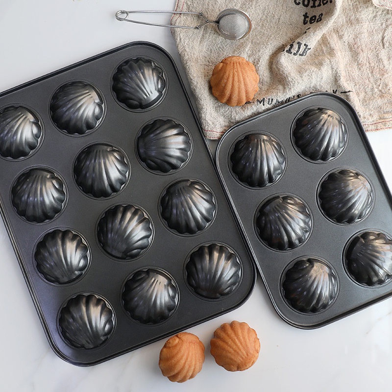 Khay khuôn nướng Dụng Cụ Làm Bánh chống dính 12 bánh hình vỏ sò cao cấp - TRAY12SO70
