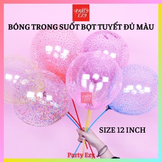 (Set 5,set 10) BONG BÓNG SEQUIN TRONG SUỐT HẠT BỌT TUYẾT NHIỀU MÀU- SIZE 12 INCH