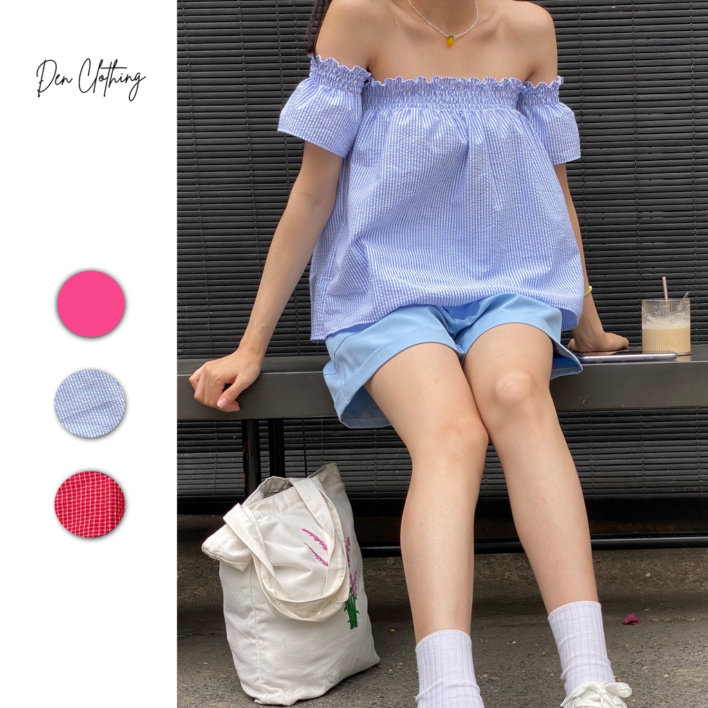 Áo Trễ Vai Bẹt Vai Tay Bồng Tay Phồng Đen Clothing  Công Sở Đi Chơi Siêu Xinh