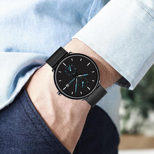 Đồng Hồ Nam PAGINI PA9966 Dây Titanium Cao Cấp - Đồng Hồ Kim-Kim Dạ Quang Có Lịch Ngày - Chống Nước - BH Hãng 12 Tháng