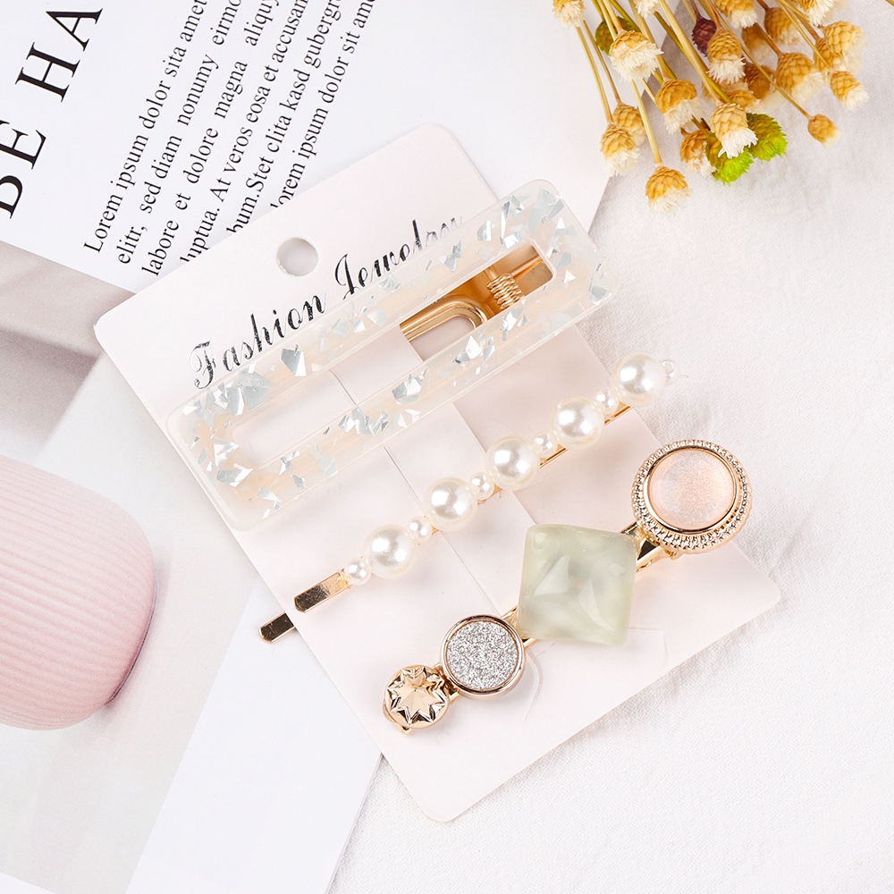 Set 3 kẹp tóc trang trí ngọc trai thanh lịch trẻ trung