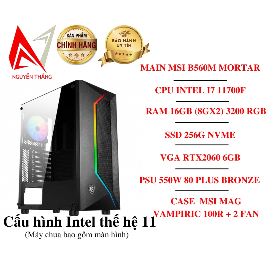 Thùng PC GAMING NTC VIP2 ( B560 - I7 11700F - 16G - RTX2060 6gb )