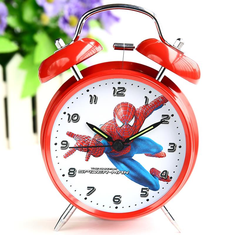 Đồng Hồ Báo Thức Bằng Kim Loại Hình Người Nhện Đơn Giản Sáng Tạo Cho Bé Trai