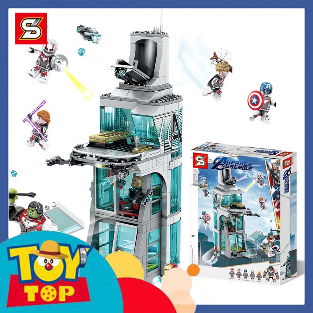 Đồ chơi lắp ráp trụ sở tòa tháp Avengers siêu anh hùng đại chiến người sắt Iron Man Hulk xếp hình No 1349 mô phỏng 76038