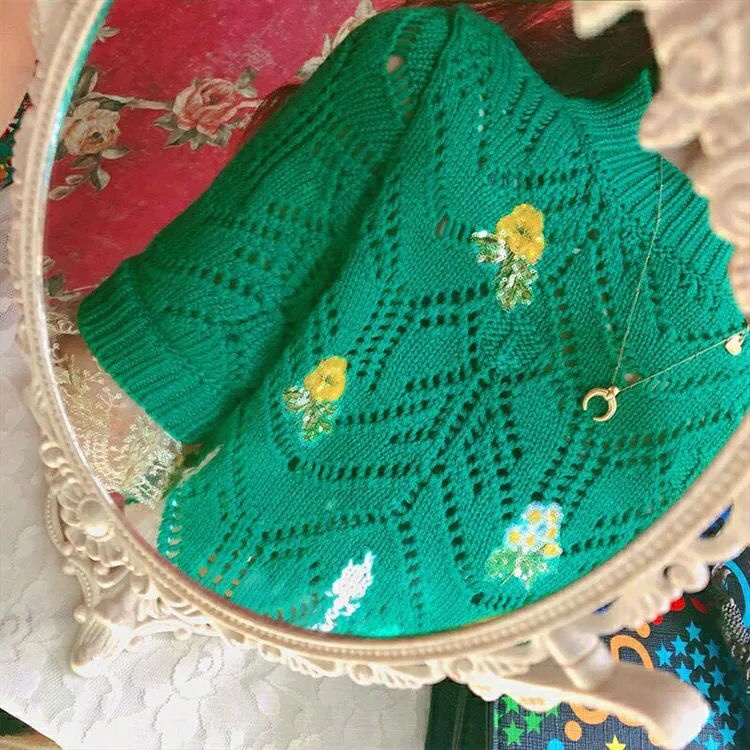 Áo Len Tay Lửng Thêu Hoa Thời Trang Nữ Tính  tao bao