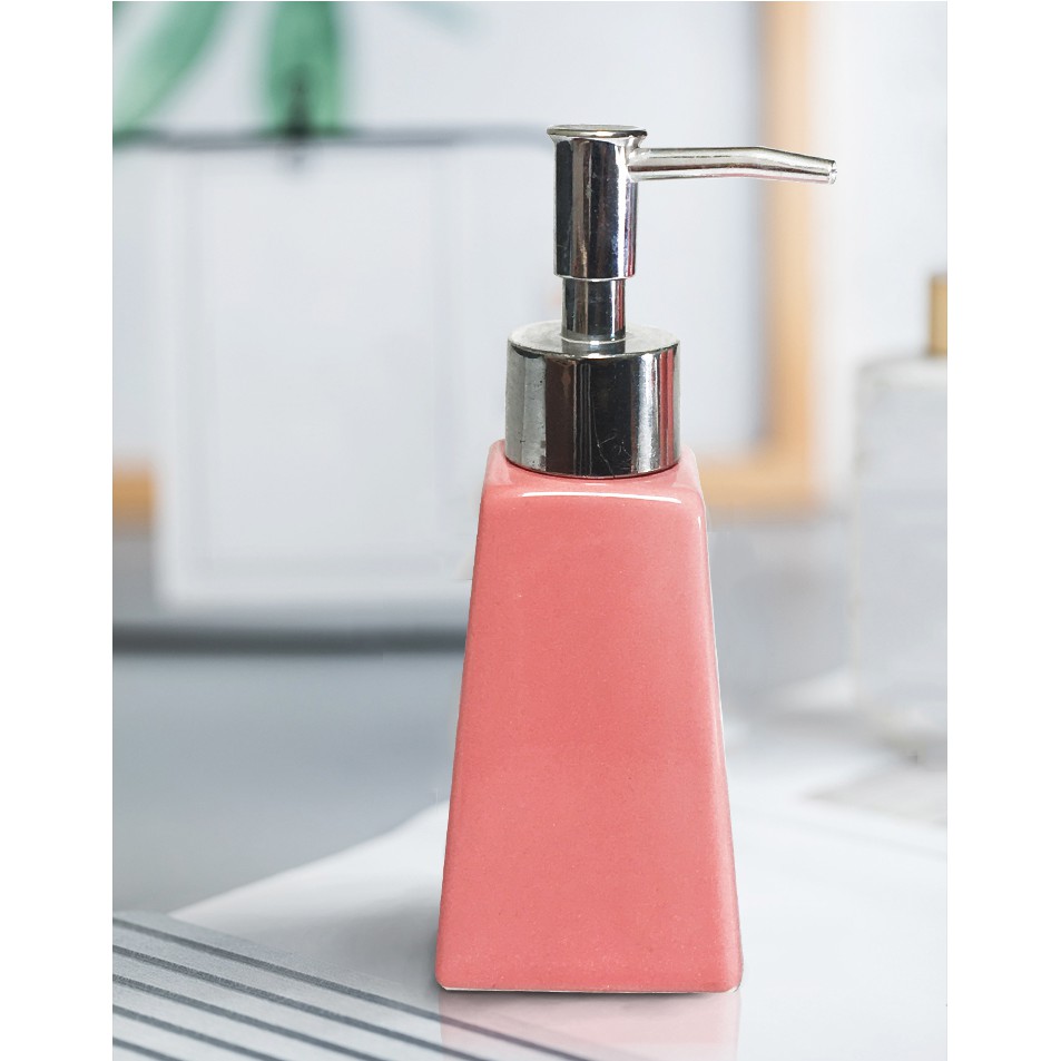 Chai đựng Dầu gội - Sữa tắm - Gel rửa tay - Dưỡng thể (Men sứ hồng mát) - Gốm sứ Hải Long | BigBuy360 - bigbuy360.vn