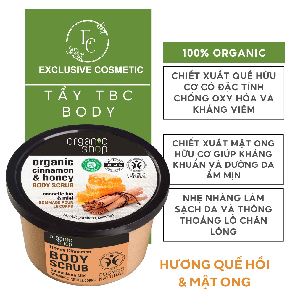 Tẩy tế bào chết toàn thân Organic Shop Body Scrub Honey Cinnamon 250ml
