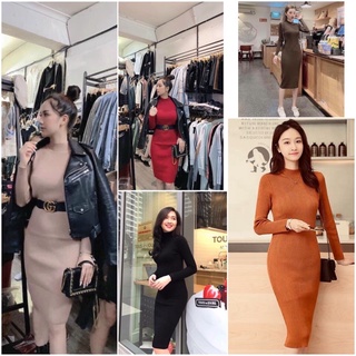 💋FREESHIP💋 Váy len body cổ 3phân mặc lên dáng cực đẹp. Sỉ 162k