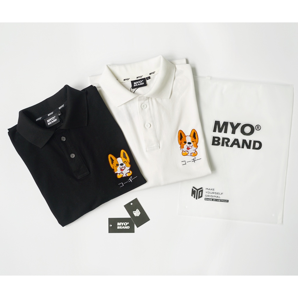 Áo Polo Có Cổ MYO Vải Cotton Thêu Corgi