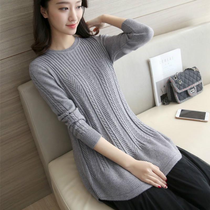 Đầm Dệt Kim Dáng Rộng Màu Sắc Đơn Giản Phong Cách Hàn Quốc Thời Trang Thu Đông Cho Nữ