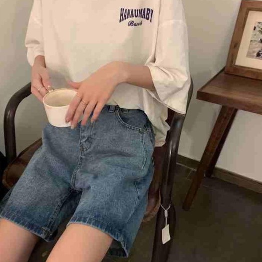 SUGEMIUSI Quần SHORT JEAN Nữ 2 Nút Đai Cài Chỉnh Eo- Size S-6XL