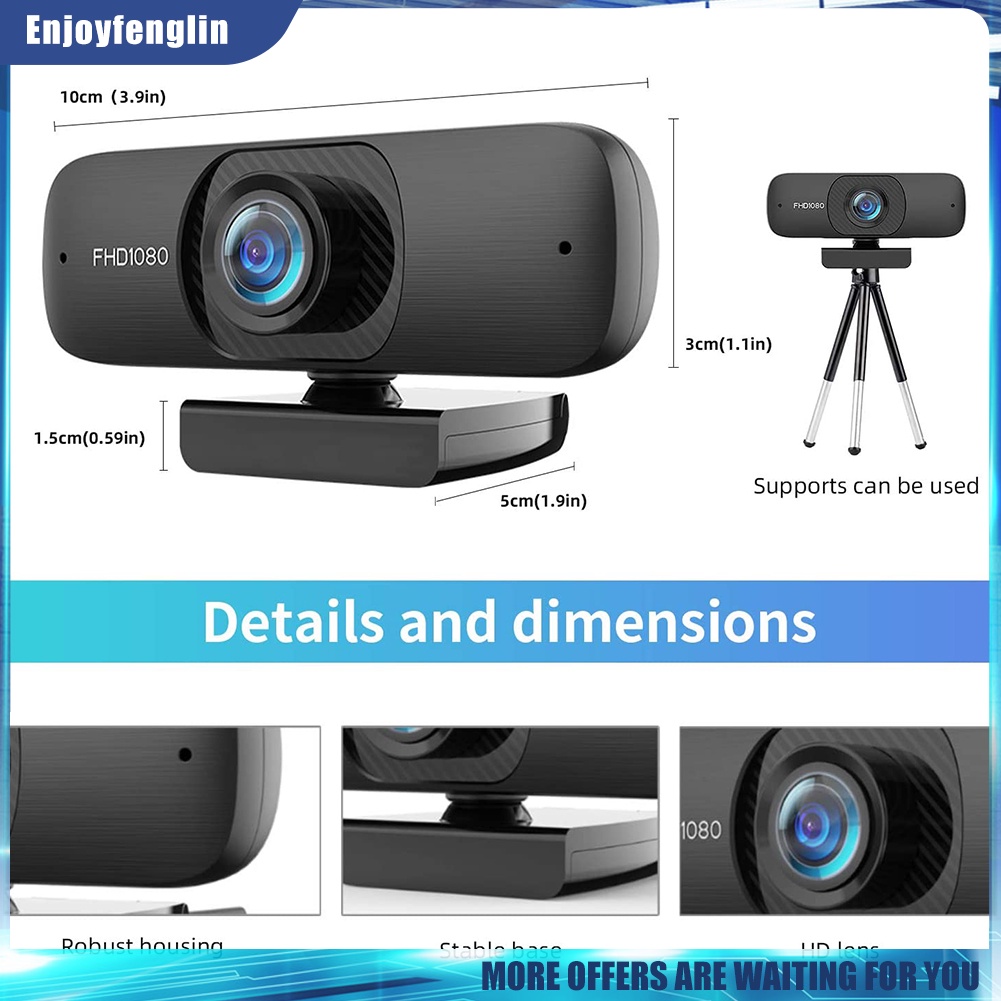 Webcam HD 1080P kèm mic cổng USB cho máy tính | BigBuy360 - bigbuy360.vn