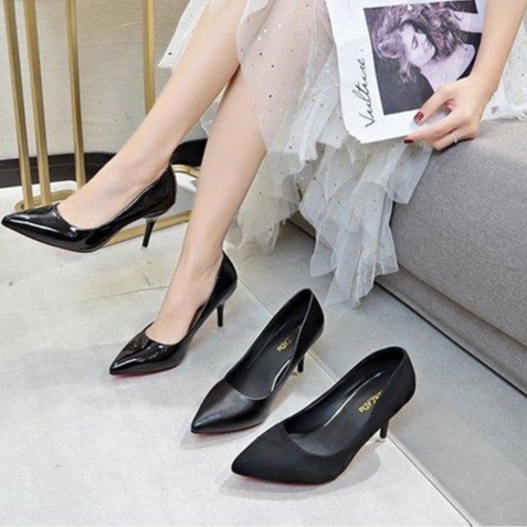 Giày Cao Gót Da Bóng 5cm Thời Thượng Mã TH_C3