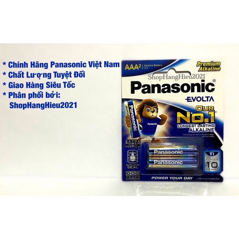 Pin AAA Panasonic Evolta LR03EG/2B Premium Alkaline Hàng Chính Hãng Vỉ 2 Viên Made in ThaiLand