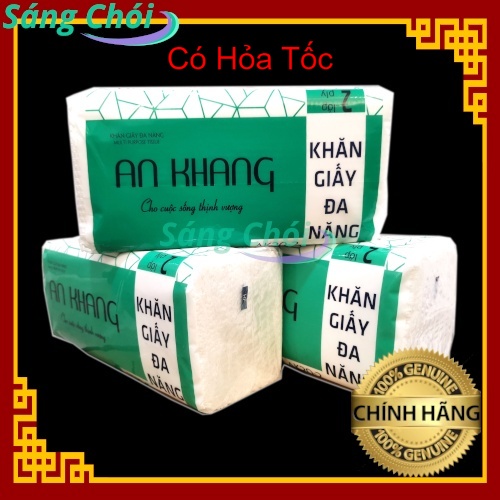 3 Gói [3 x 102 Tờ x 22 gsm] Khăn Giấy Lau Tay An Khang 2 Lớp 200 x 200mm Khăn Giấy Đa Năng Khăn Khô Ăn