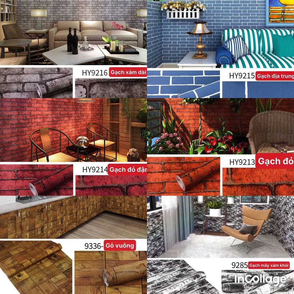 Decal dán tường, giấy dán tường giả gạch siêu đẹp khổ 45cm G452