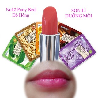 [Sale Sập Sàn] Son Lì Dưỡng Môi Party Red No12 (Đỏ Hồng,Hàn Quốc)Javin Tiara Velour Lip Color M (Tặng mặt nạ giấy 3W/3D)
