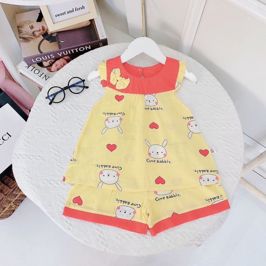 Bộ lanh lụa bé gái  Mềm mịn ít nhăn - Lanh Thái dáng baby doll