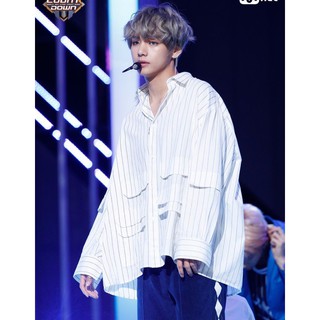 ÁO SƠ MI KẺ SỌC TRẮNG V TAEHYUNG BTS + ẢNH THẬT