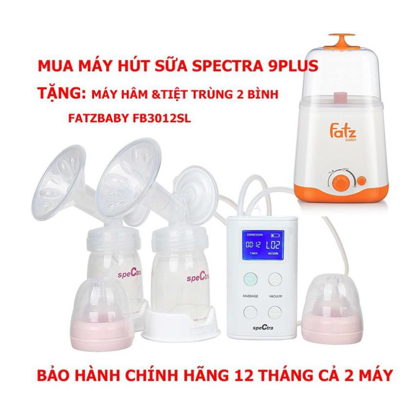 Mua Máy Hút Sữa Spectra 9PLUS tặng Máy Hâm Nóng Và Tiệt Trùng 2 Bình Cổ Rộng FatzBaby FB3012SL