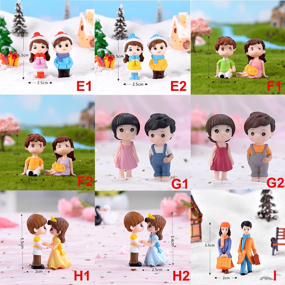 Set 2 / 3 tượng đôi tình nhân mini dễ thương trang trí nhà búp bê độc đáo