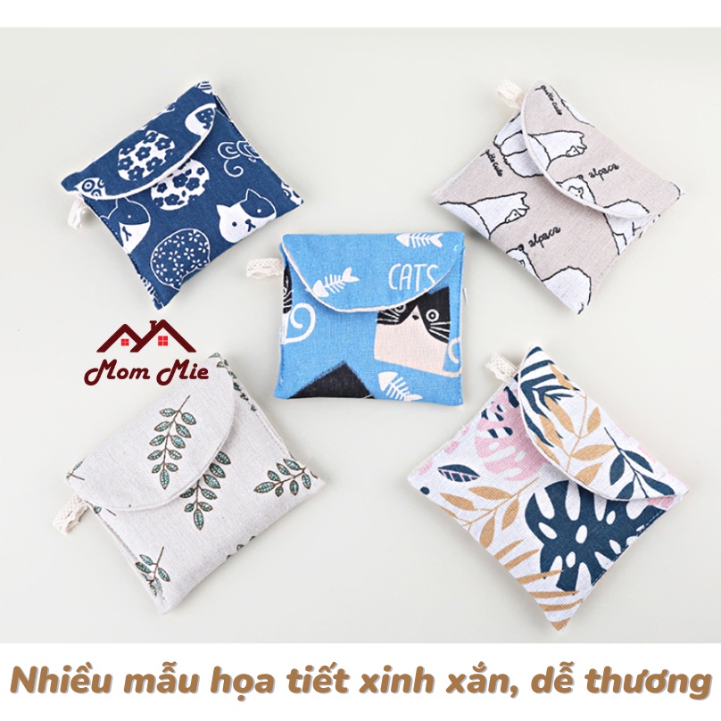 [Mới] Túi vải mini đựng băng vệ sinh, mỹ phẩm, đồ cá nhân nhiều mẫu và chấm bi - J164, J239