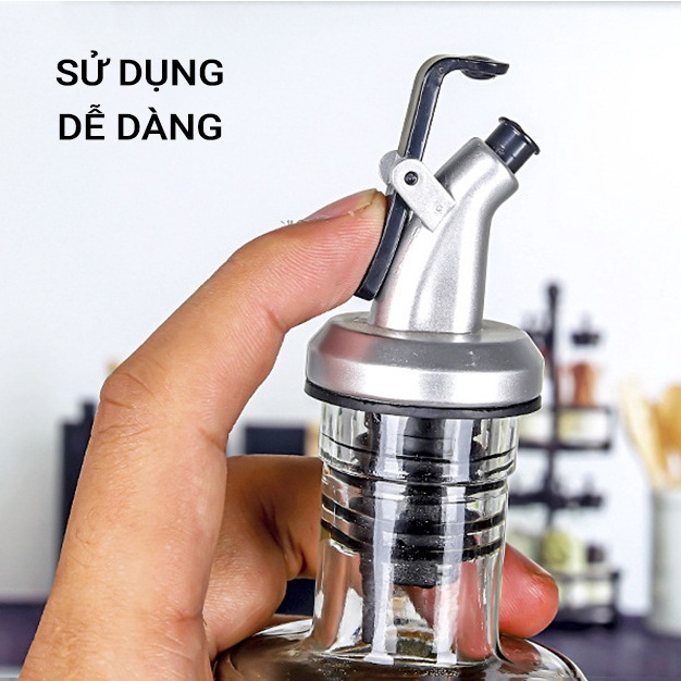 Chai Lọ Đựng Dầu Ăn Thủy Tinh 300ml Chai Rót Mắm, Tương thủy tinh bọc inox 304 cao cấp VANDO