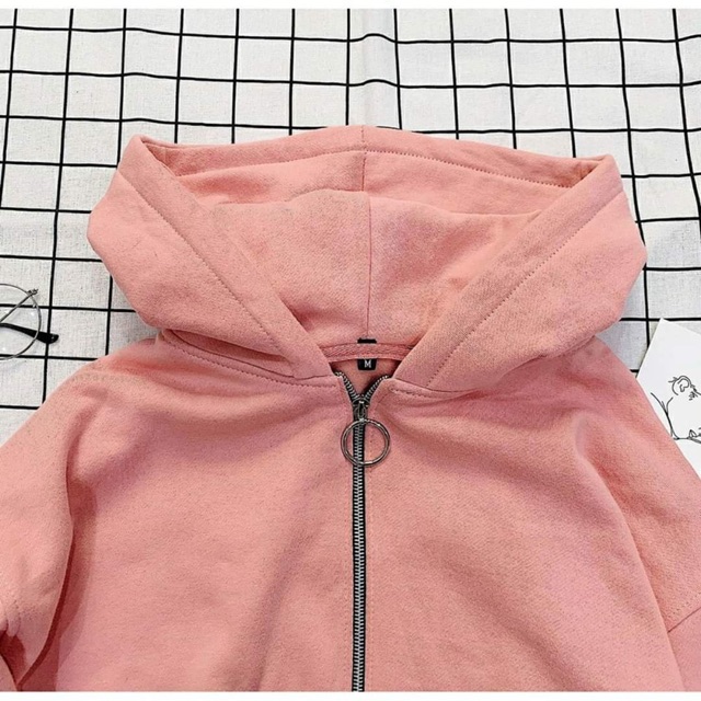 ÁO HOODIE TRƠN CÁNH DƠI CÓ KHOÁ KÉO TRÒN DUYÊN DÁNG