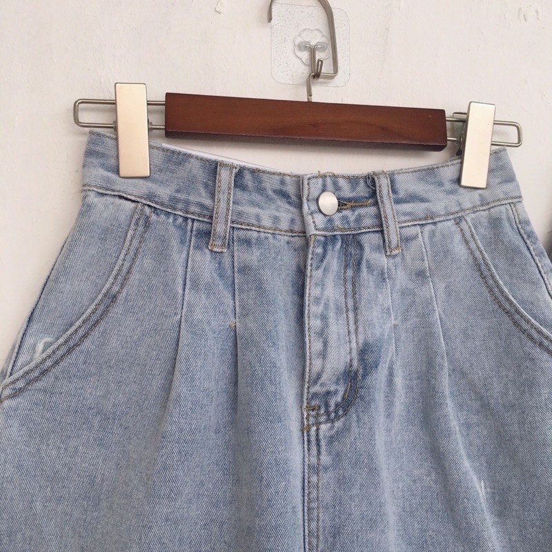 Quần Short Jean Ngố Rộng, Quần Bò Cạp Cao Ngố Rộng