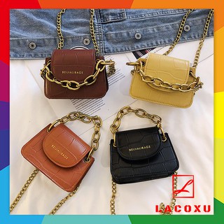 Túi Đeo Chéo Mini Nữ Da PU Cao Cấp Cá Tính Dây Xích Cách Điệu Sang Chảnh