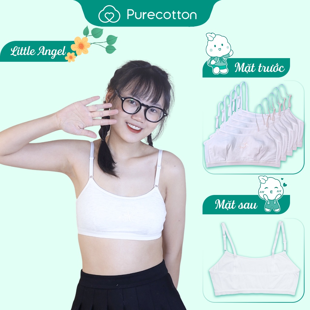 [Mã BMLT35] Áo lá học sinh Purecotton cho bé gái mới lớn chất liệu cotton cao cấp kiểu dáng chui đầu không đệm PC002