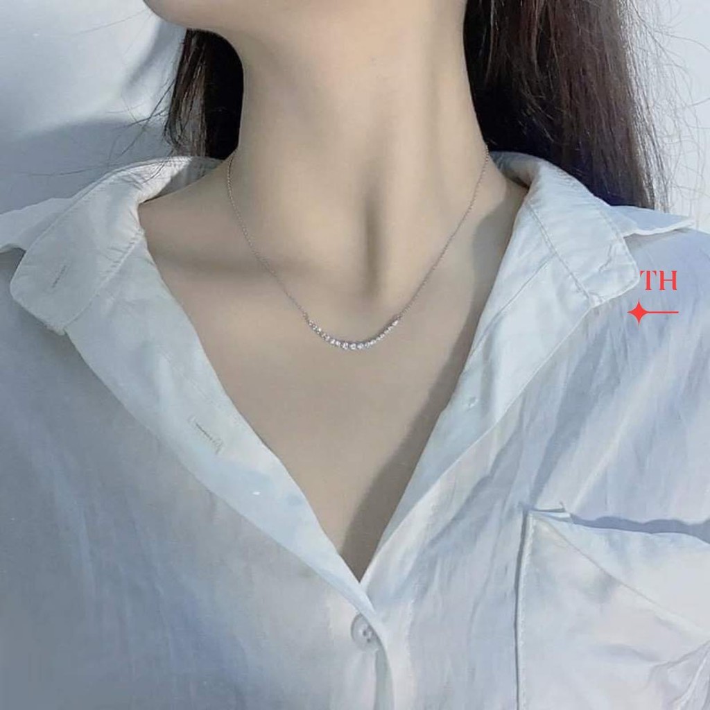 Dây chuyền liền mặt đá dài. Bạc chuẩn