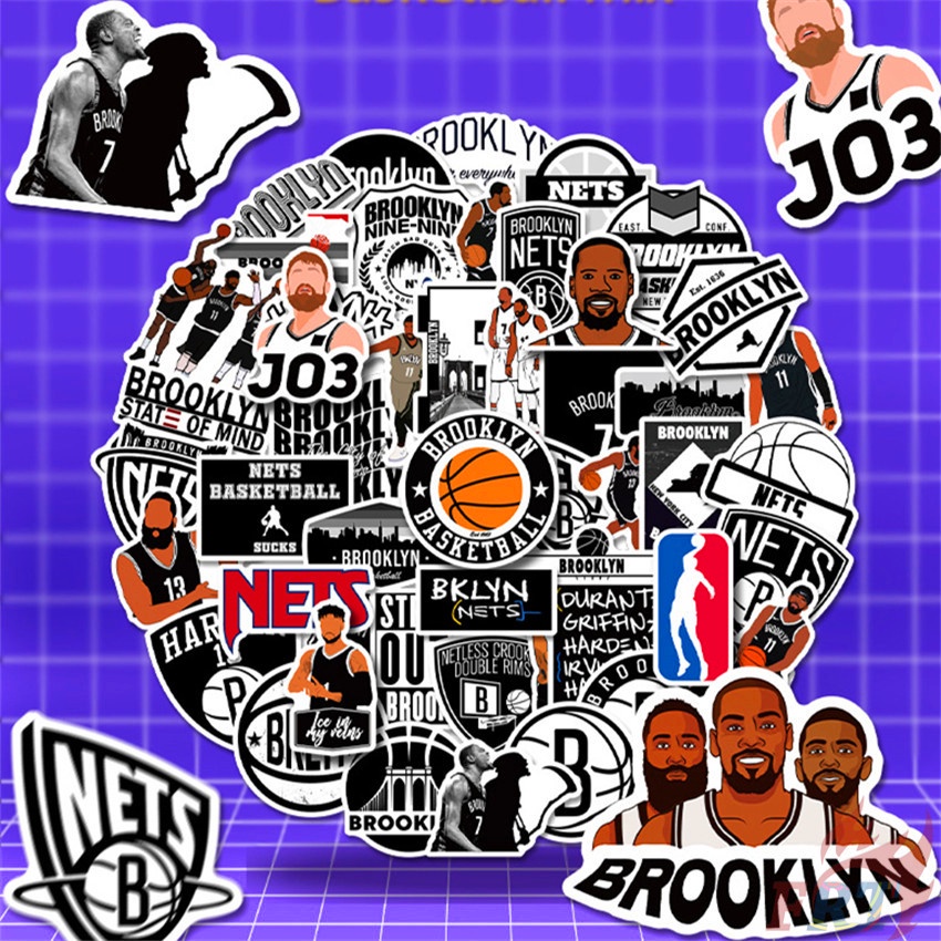 ❉ Brooklyn Nets - NBA Teams Series 01 Nhãn Dán ❉ Bộ 50 Miếng Dán Chống Thấm Nước Hình Bóng Rổ Thời Trang