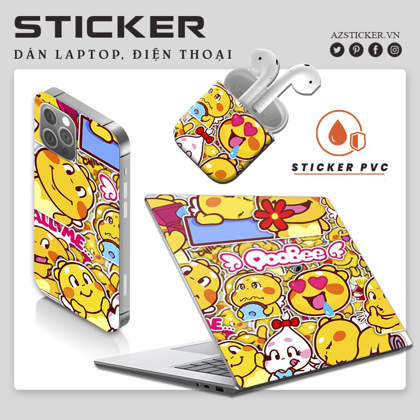 Set Sticker QooBee Ong Vàng | Sticker Dán Nón Bảo Hiểm