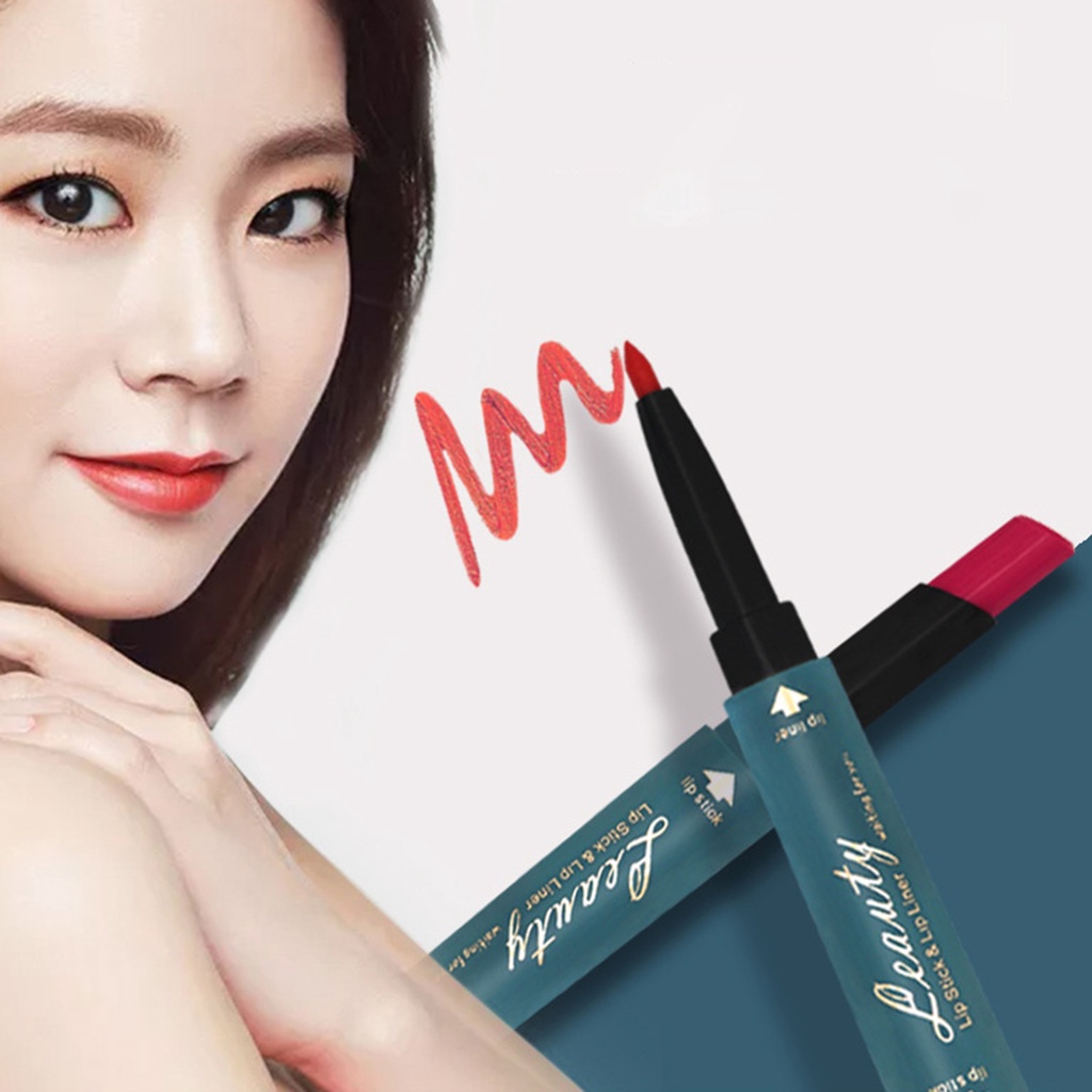 Son Môi Kiêm Bút Kẻ Viền Môi Hai Đầu 1.9g Siêu Nhẹ Màu Sắc Tươi Tắn Thích Hợp Cho Các Bữa Tiệc