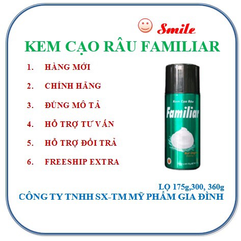 Combo 6 Lọ Kem cạo râu Familiar, Bọt cạo râu Familiar - 175g