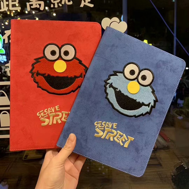 iPad Air / iPad 9.7 2017 / Pro 9.7 Vỏ thêu hoạt hình 3D Elmo Bear Cover bao da ipad và máy tính bảng