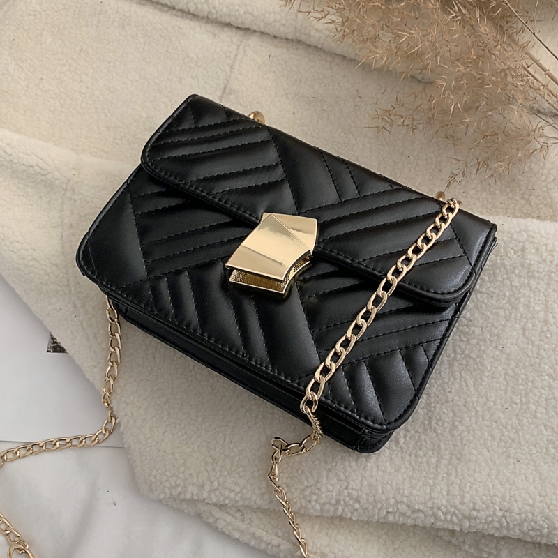 Túi Đeo Vai Hình Vuông Phối Dây Đeo Sợi Xích Phong Cách Hàn Quốc Thời Trang Cho Nữ