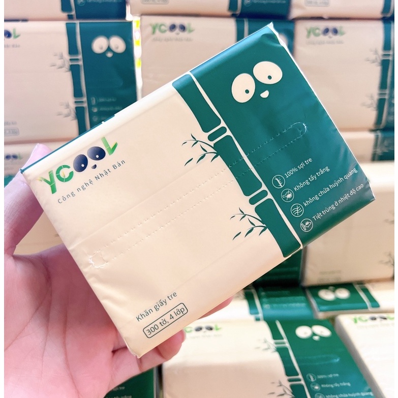 Thùng 30 Gói Khăn Giấy ăn gấu trúc /  khăn giấy tre YCOOL  gói 300 tờ siêu dai siêu mềm
