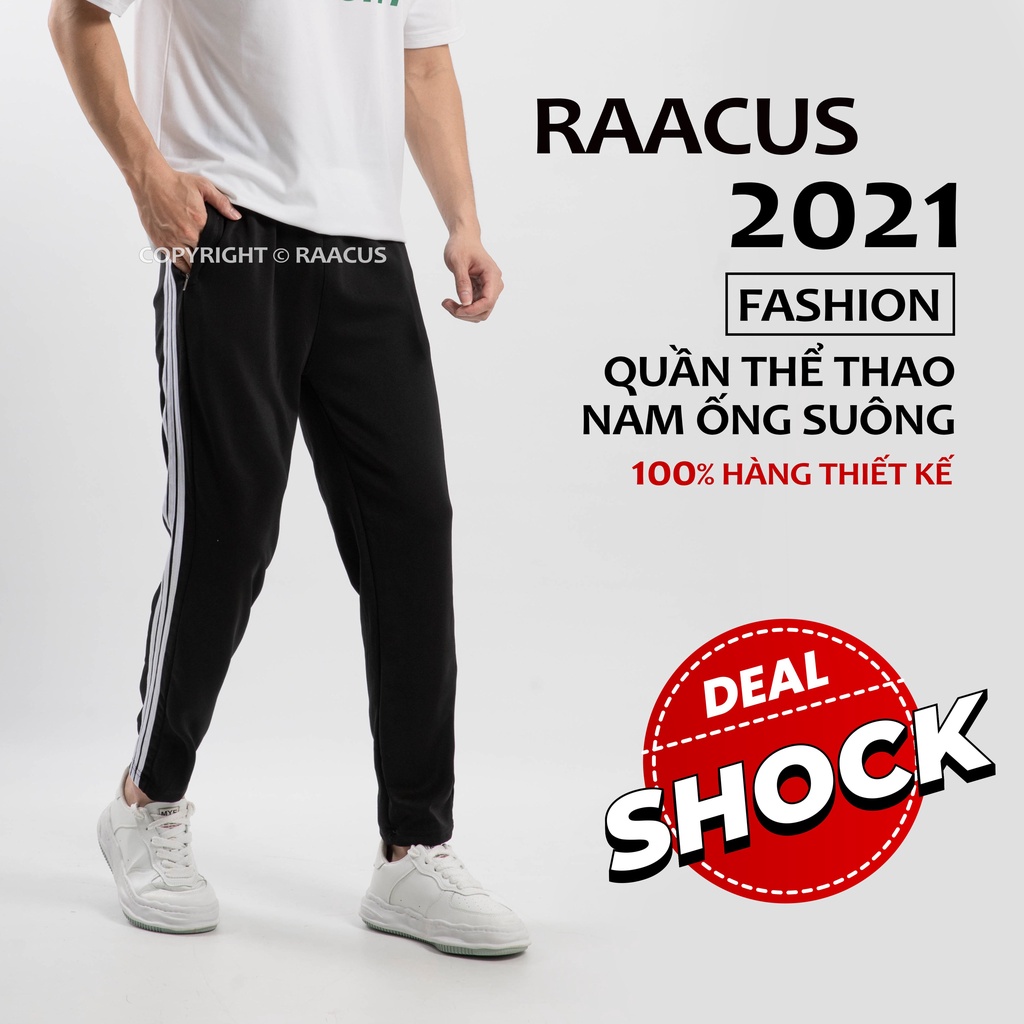 Quần thể thao 3 sọc unisex chất nỉ da cá RAACUSSTORE, quần thể thao ống rộng nam nữ thu đông đẹp-D1QD073