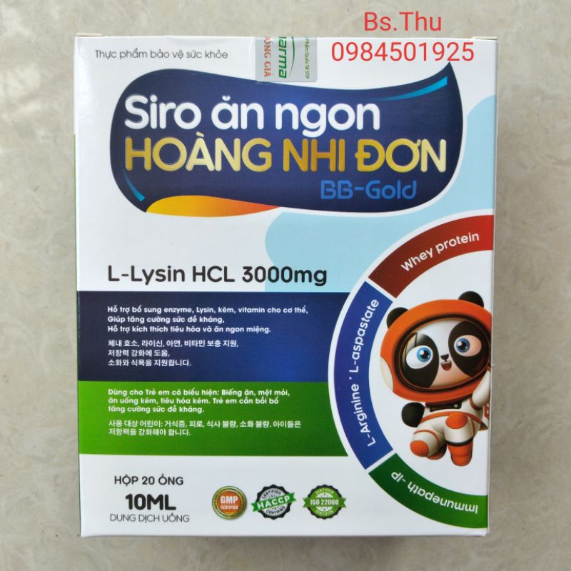 Siro ăn ngon HOÀNG NHI ĐƠN BB-GOLD hộp 20 ống