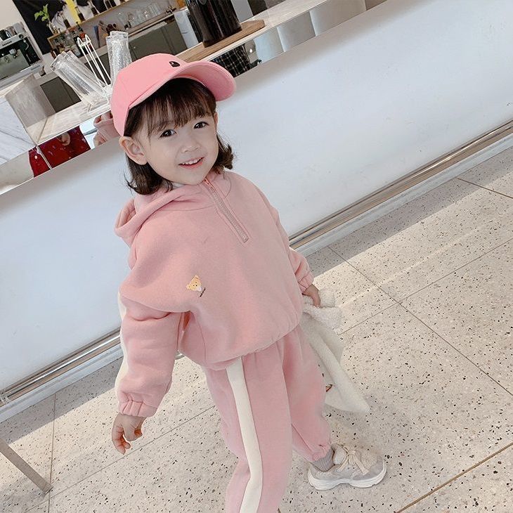 Bộ Đồ Sweater Phối Nhung Thời Trang Mùa Đông Cho Bé Gái