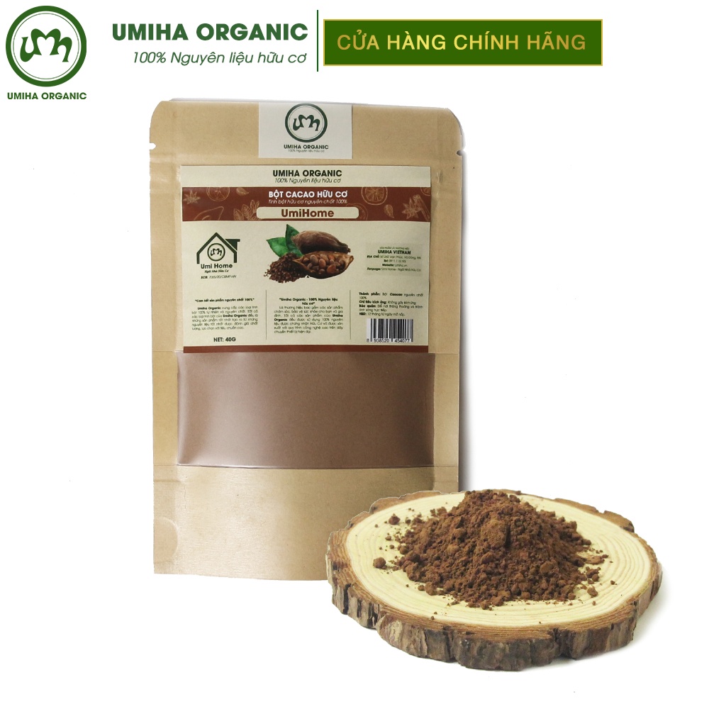 Bột Cacao dưỡng da hữu cơ UMIHA nguyên chất 40G Organic 100%