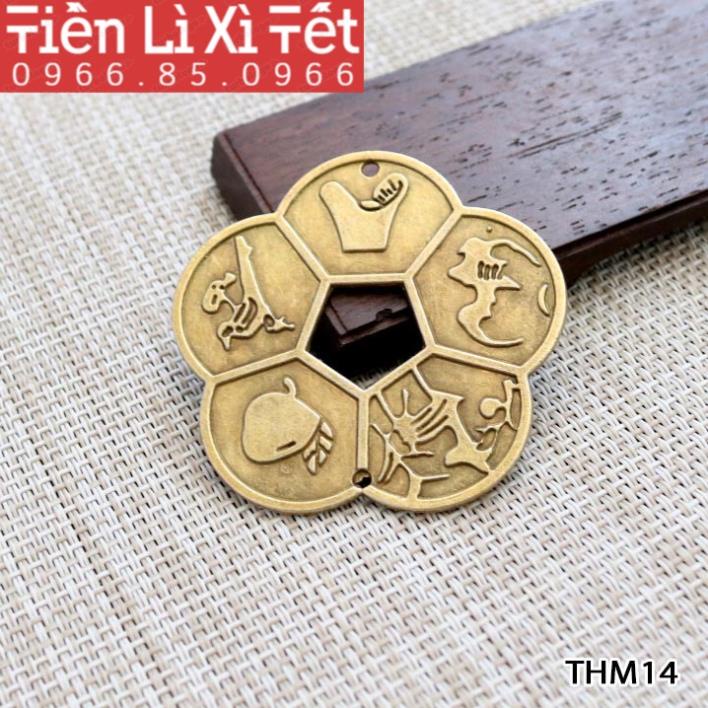 [RƯỚC LỘC] Đồng Tiền xu Hoa Mai phong thủy may mắn Mai Hoa Kim Tiền.