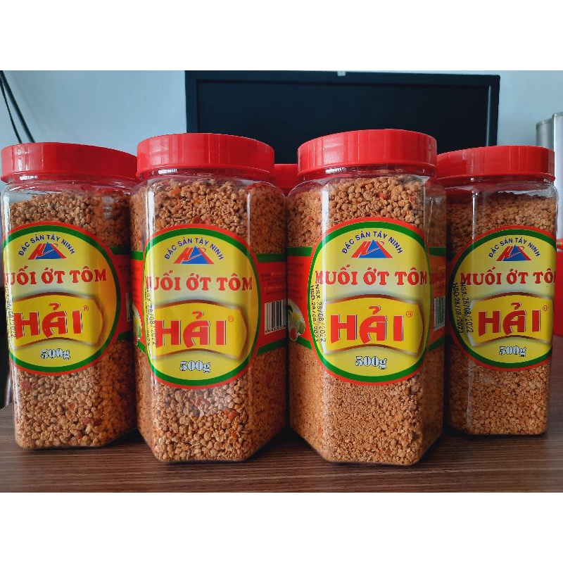 (Hủ 500g/nửa ký) Muối ớt tôm giòn Tây Ninh (hiệu muối Hải) giòn cay thơm ngon (loại 1)