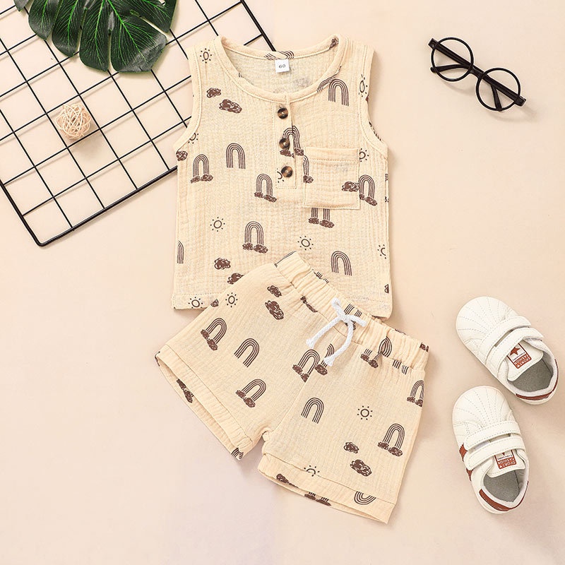 Combo bộ đồ bé trai 3-24 tháng không tay áo ba lỗ quần đùi set mùa hè thời trang cho bé trẻ em sơ sinh
