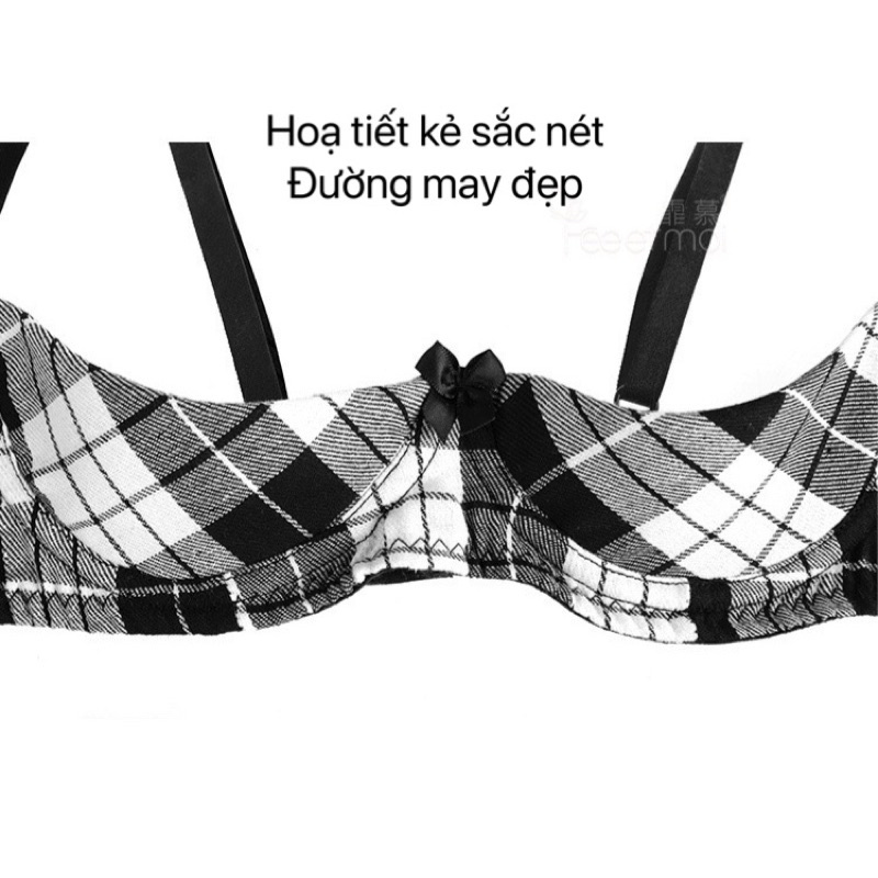 Áo Cúp Gọng Khoét Ngực - Chân Váy Kẻ Nữ Sinh • Cosplay Học Sinh Nhật Bản | BigBuy360 - bigbuy360.vn