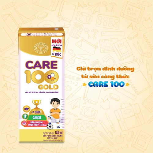 Sữa Care 100 Gold pha sẵn 180ml 1 lốc (4 hộp)